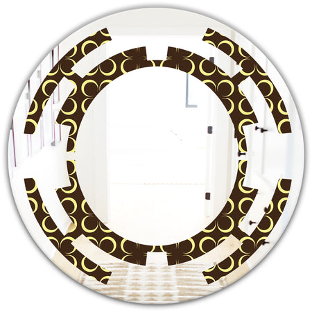Floral Retro Pattern II - Modern Round or Oval Wall Mirror - Space
