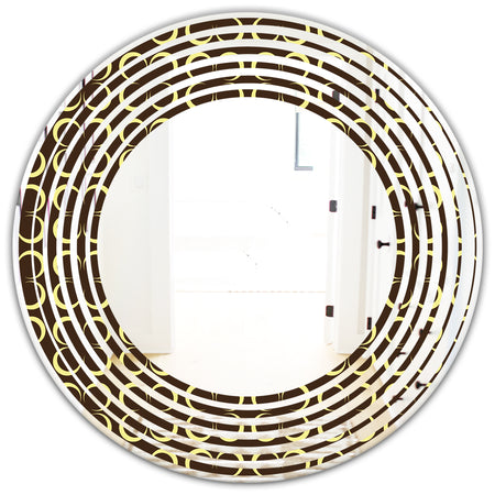 Floral Retro Pattern II - Modern Round or Oval Wall Mirror - Wave