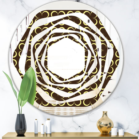 Floral Retro Pattern II - Modern Round or Oval Wall Mirror - Whirl