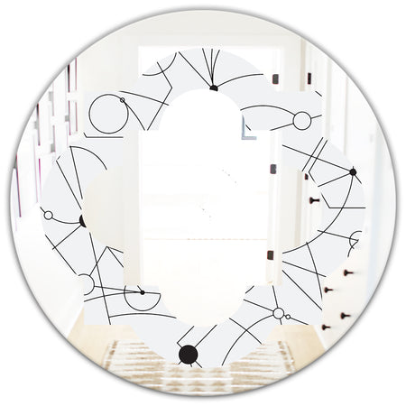 Retro Geometric Grid III - Modern Round or Oval Wall Mirror - Quatrefoil
