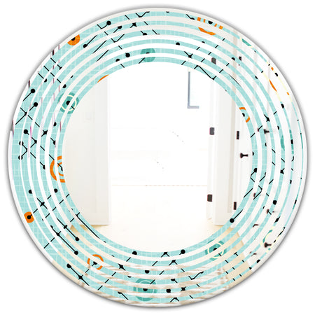 Retro Abstract Design XIV - Modern Round or Oval Wall Mirror - Wave