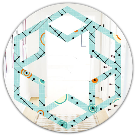 Retro Abstract Design XIV - Modern Round or Oval Wall Mirror - Hexagon Star