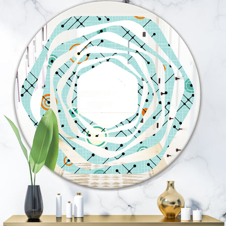 Retro Abstract Design XIV - Modern Round or Oval Wall Mirror - Whirl