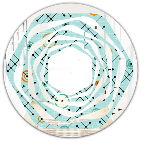 Retro Abstract Design XIV - Modern Round or Oval Wall Mirror - Whirl