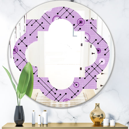 1950 Retro Pattern III - Modern Round or Oval Wall Mirror - Quatrefoil