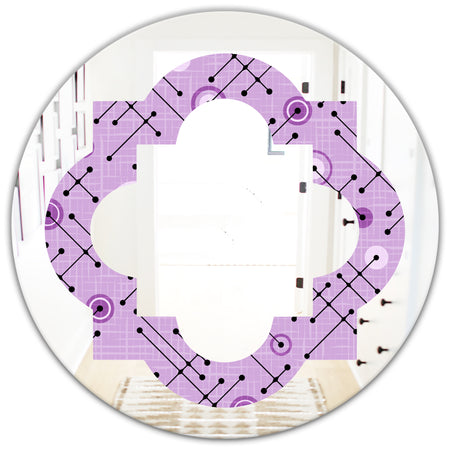 1950 Retro Pattern III - Modern Round or Oval Wall Mirror - Quatrefoil