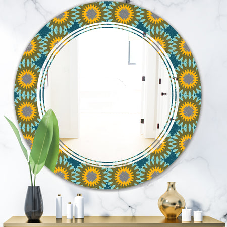 Retro Circular Pattern I - Cottage Round or Oval Wall Mirror - Triple C