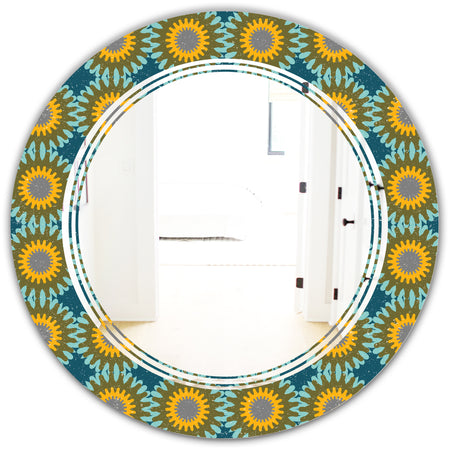 Retro Circular Pattern I - Cottage Round or Oval Wall Mirror - Triple C