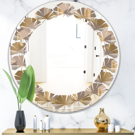 Retro Square Design V - Modern Round or Oval Wall Mirror - Leaves