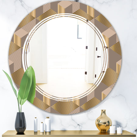 Retro Square Design V - Modern Round or Oval Wall Mirror - Triple C