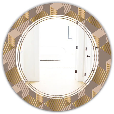 Retro Square Design V - Modern Round or Oval Wall Mirror - Triple C