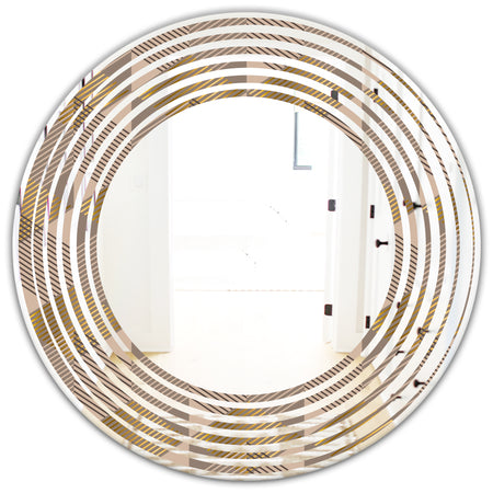 Retro Square Design VI - Modern Round or Oval Wall Mirror - Wave