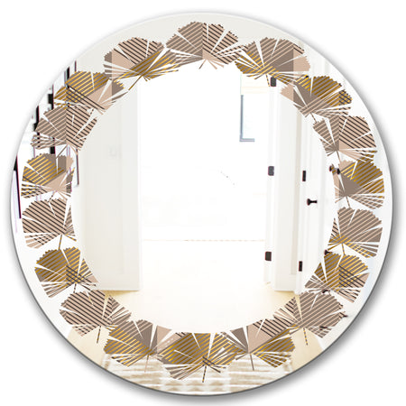 Retro Square Design VI - Modern Round or Oval Wall Mirror - Leaves