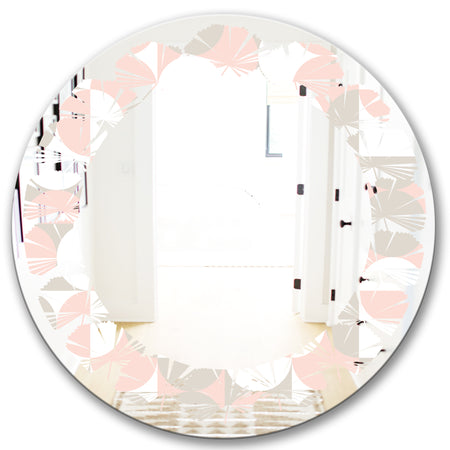 Retro Circular Pattern III - Modern Round or Oval Wall Mirror - Leaves