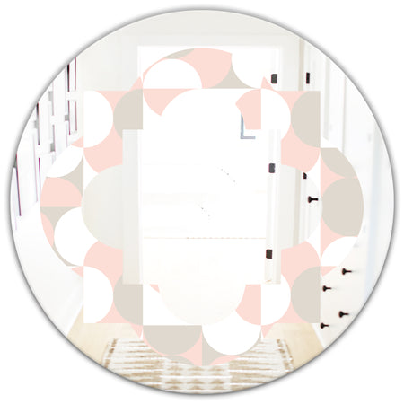 Retro Circular Pattern III - Modern Round or Oval Wall Mirror - Quatrefoil