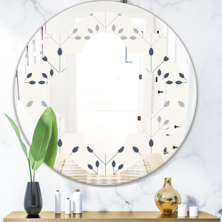 Floral Retro Botanical Pattern I - Cottage Round or Oval Wall Mirror - Quatrefoil