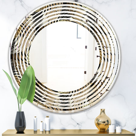 Circular Geometric Retro Abstract I - Modern Round or Oval Wall Mirror - Wave