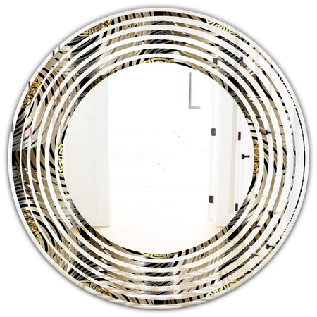 Circular Geometric Retro Abstract I - Modern Round or Oval Wall Mirror - Wave