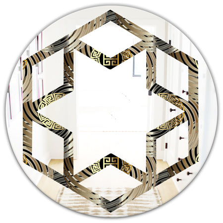 Circular Geometric Retro Abstract I - Modern Round or Oval Wall Mirror - Hexagon Star