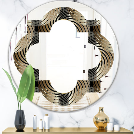Circular Geometric Retro Abstract I - Modern Round or Oval Wall Mirror - Quatrefoil