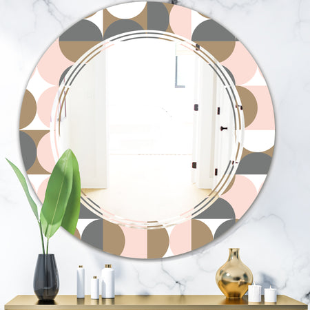 Retro Circular Pattern IV - Modern Round or Oval Wall Mirror - Triple C
