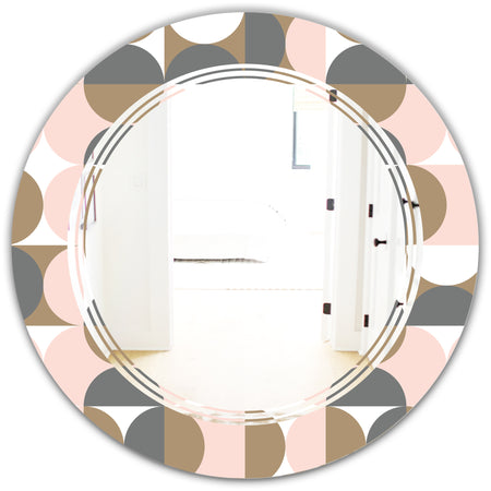 Retro Circular Pattern IV - Modern Round or Oval Wall Mirror - Triple C