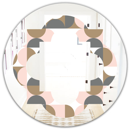 Retro Circular Pattern IV - Modern Round or Oval Wall Mirror - Quatrefoil