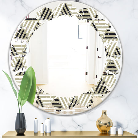 Triangular Retro Design VIII - Modern Round or Oval Wall Mirror - Leaves