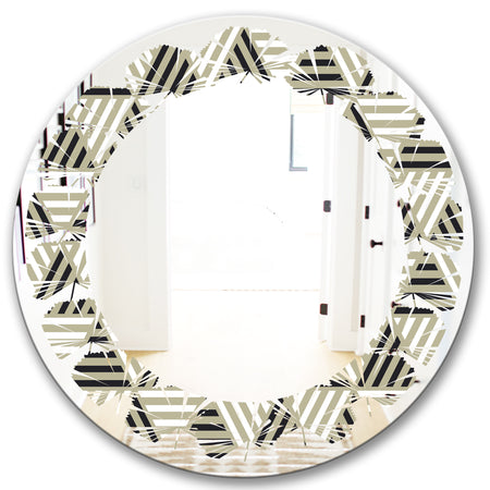 Triangular Retro Design VIII - Modern Round or Oval Wall Mirror - Leaves