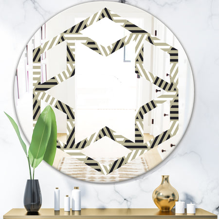 Triangular Retro Design VIII - Modern Round or Oval Wall Mirror - Hexagon Star