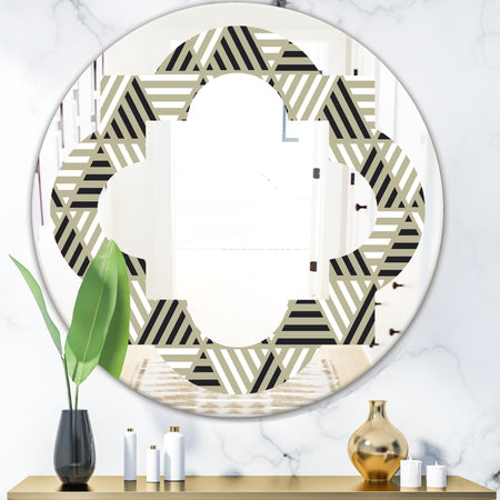 Triangular Retro Design VIII - Modern Round or Oval Wall Mirror - Quatrefoil