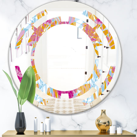 Retro Floral Pattern III - Modern Round or Oval Wall Mirror - Space