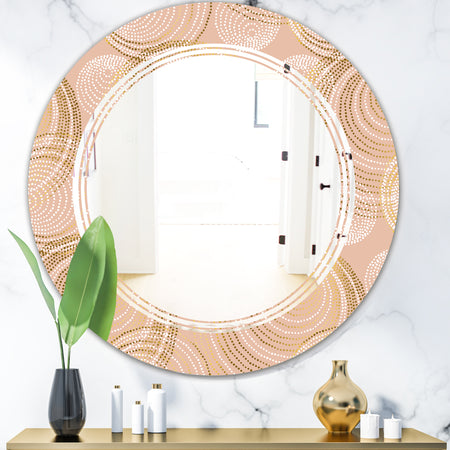 Rose Gold Abstract Geometry Luxury - Modern Round or Oval Wall Mirror - Triple C