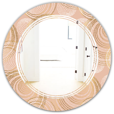 Rose Gold Abstract Geometry Luxury - Modern Round or Oval Wall Mirror - Triple C