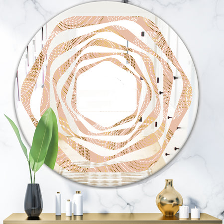 Rose Gold Abstract Geometry Luxury - Modern Round or Oval Wall Mirror - Whirl