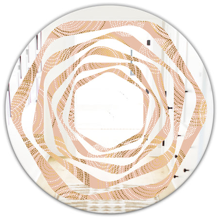 Rose Gold Abstract Geometry Luxury - Modern Round or Oval Wall Mirror - Whirl