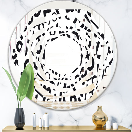 Monochrome Geometric Pattern XIII - Modern Round or Oval Wall Mirror - Whirl