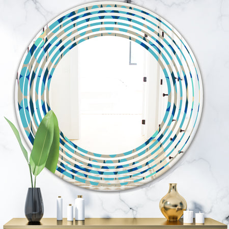 Retro Abstract Design XV - Modern Round or Oval Wall Mirror - Wave