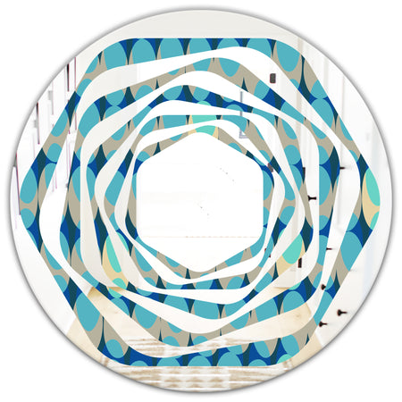 Retro Abstract Design XV - Modern Round or Oval Wall Mirror - Whirl