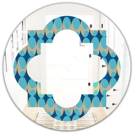 Retro Abstract Design XV - Modern Round or Oval Wall Mirror - Quatrefoil