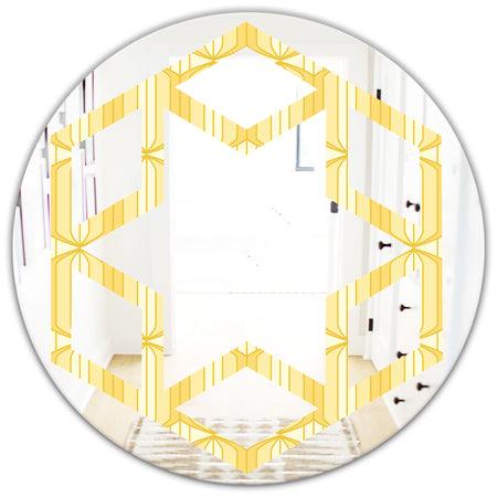 Retro Ornamental Design III - Modern Round or Oval Wall Mirror - Hexagon Star