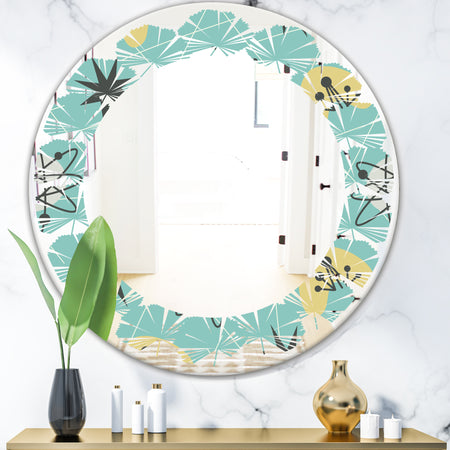 1950 Retro Pattern I - Modern Round or Oval Wall Mirror - Leaves