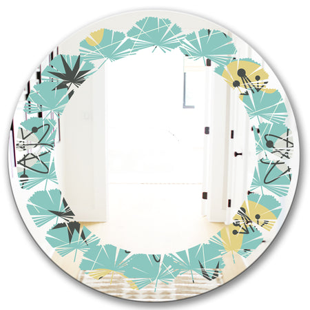 1950 Retro Pattern I - Modern Round or Oval Wall Mirror - Leaves