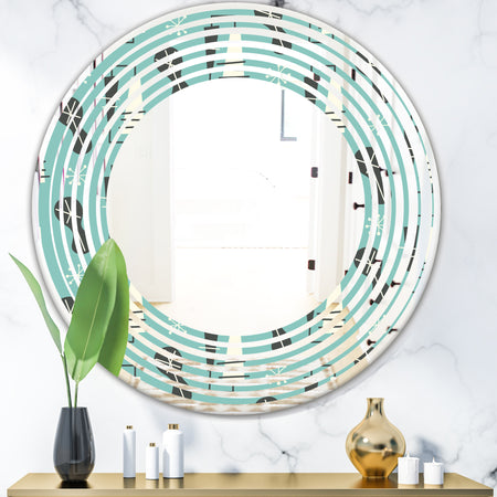 1950 Retro Pattern II - Modern Round or Oval Wall Mirror - Wave