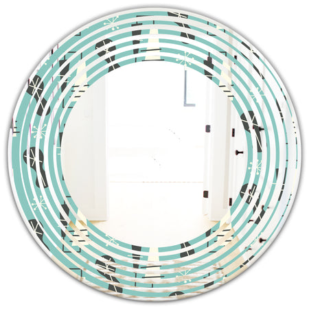 1950 Retro Pattern II - Modern Round or Oval Wall Mirror - Wave