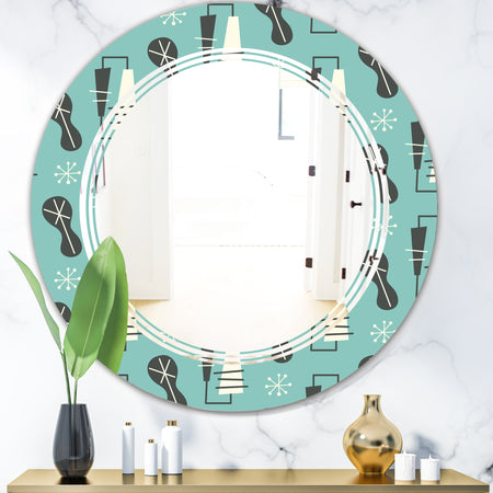 1950 Retro Pattern II - Modern Round or Oval Wall Mirror - Triple C