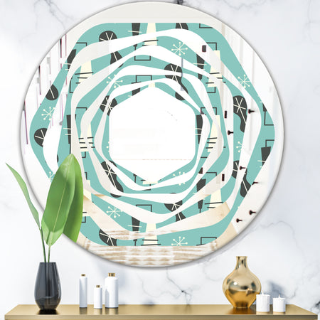 1950 Retro Pattern II - Modern Round or Oval Wall Mirror - Whirl