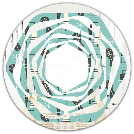 1950 Retro Pattern II - Modern Round or Oval Wall Mirror - Whirl