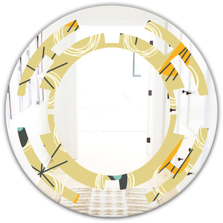 Retro Abstract Design II - Modern Round or Oval Wall Mirror - Space