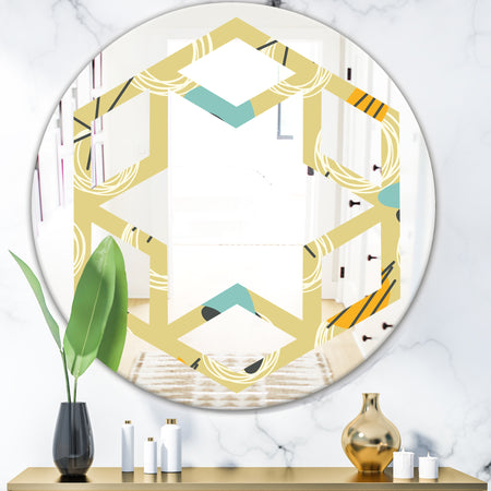 Retro Abstract Design II - Modern Round or Oval Wall Mirror - Hexagon Star